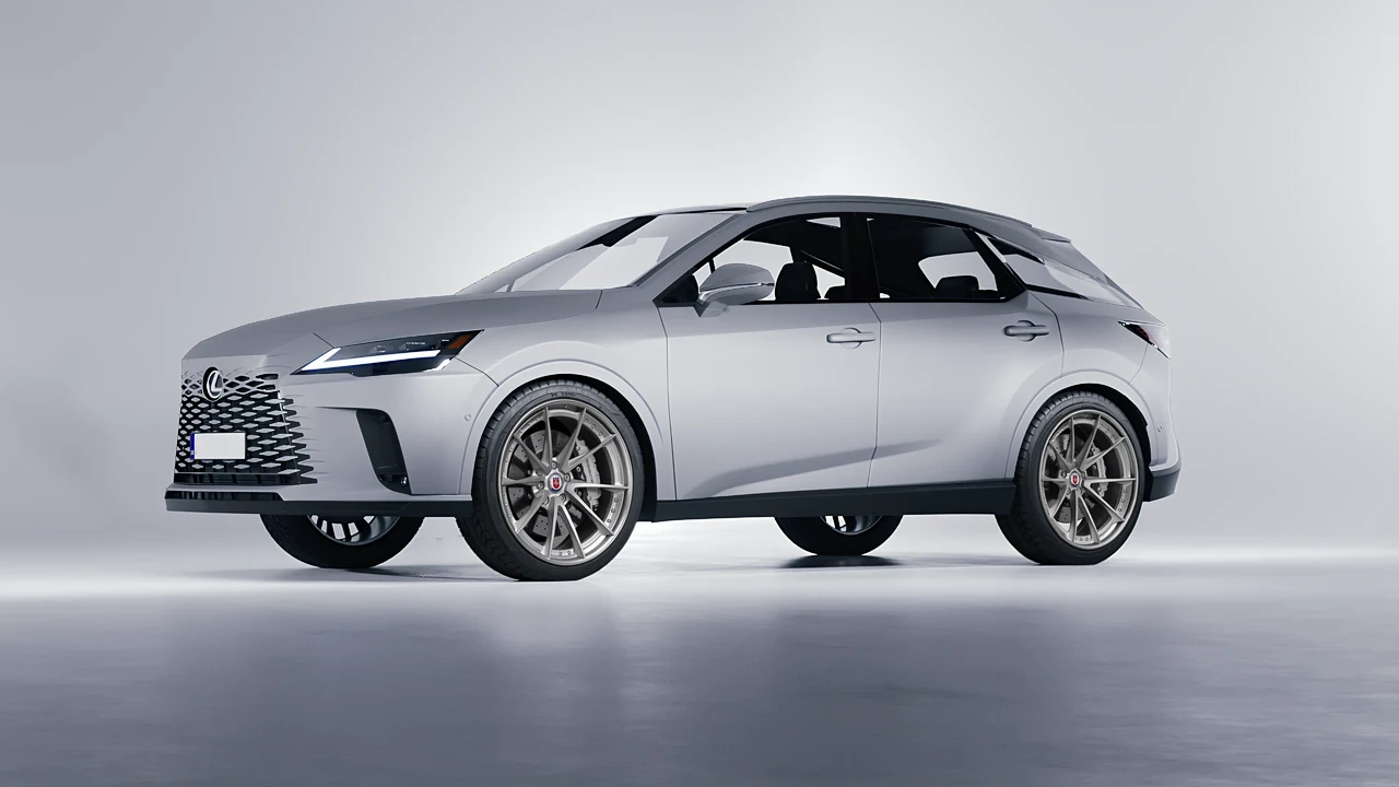 Lexus RX 450 2023 on HRE Performance Wheels S204 forged wheels, front three-quarter view