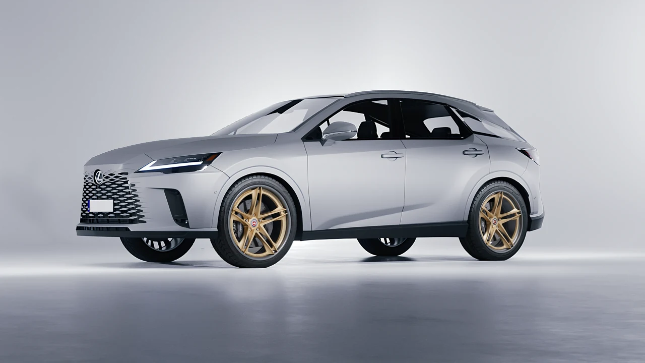 Lexus RX 450 2023 on HRE Performance Wheels S207H forged wheels, front three-quarter view