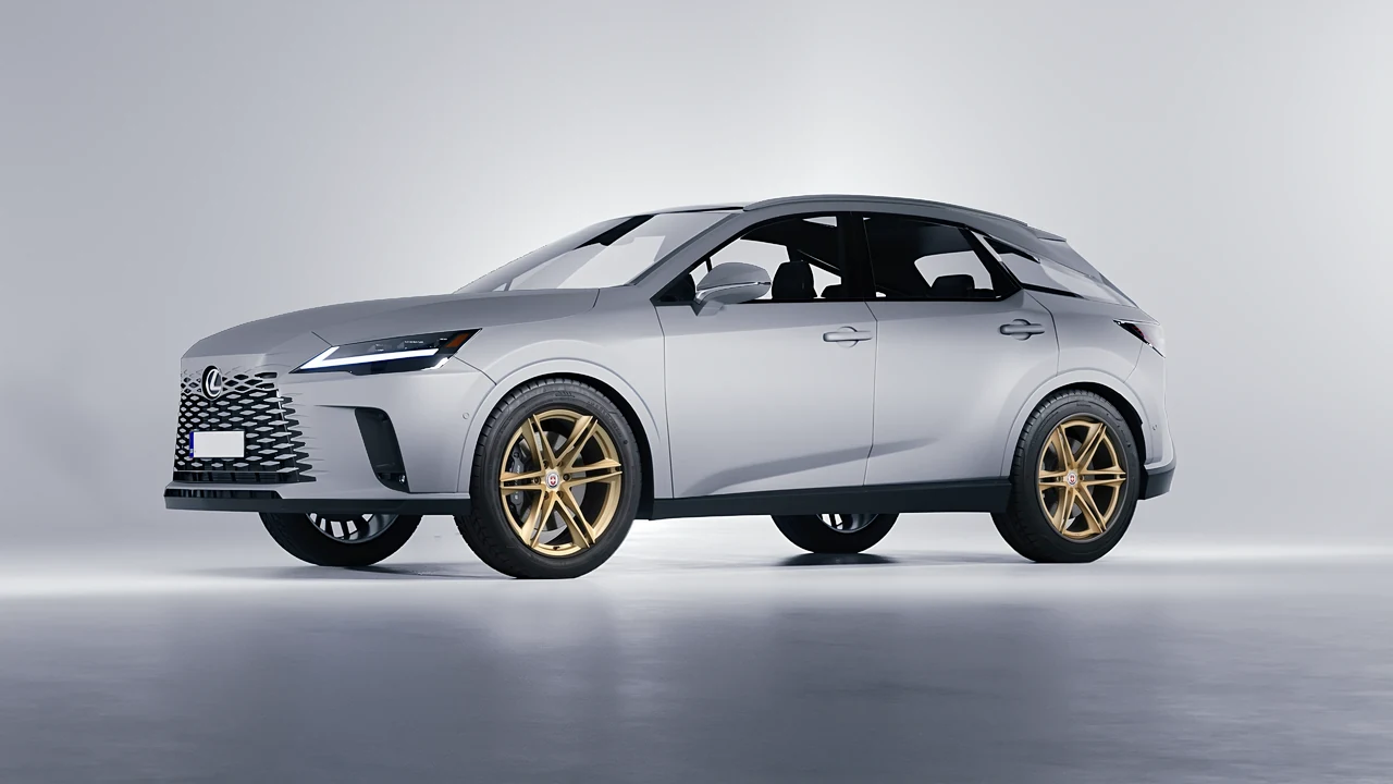 Lexus RX 450 2023 on HRE Performance Wheels S267H forged wheels, front three-quarter view
