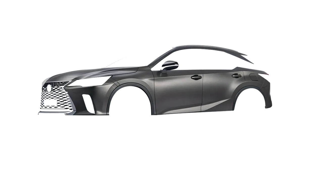 Lexus RX 450 2023 wrapped in Black Rock Grey (Avery Dennison SW900-823-M), front three-quarter view