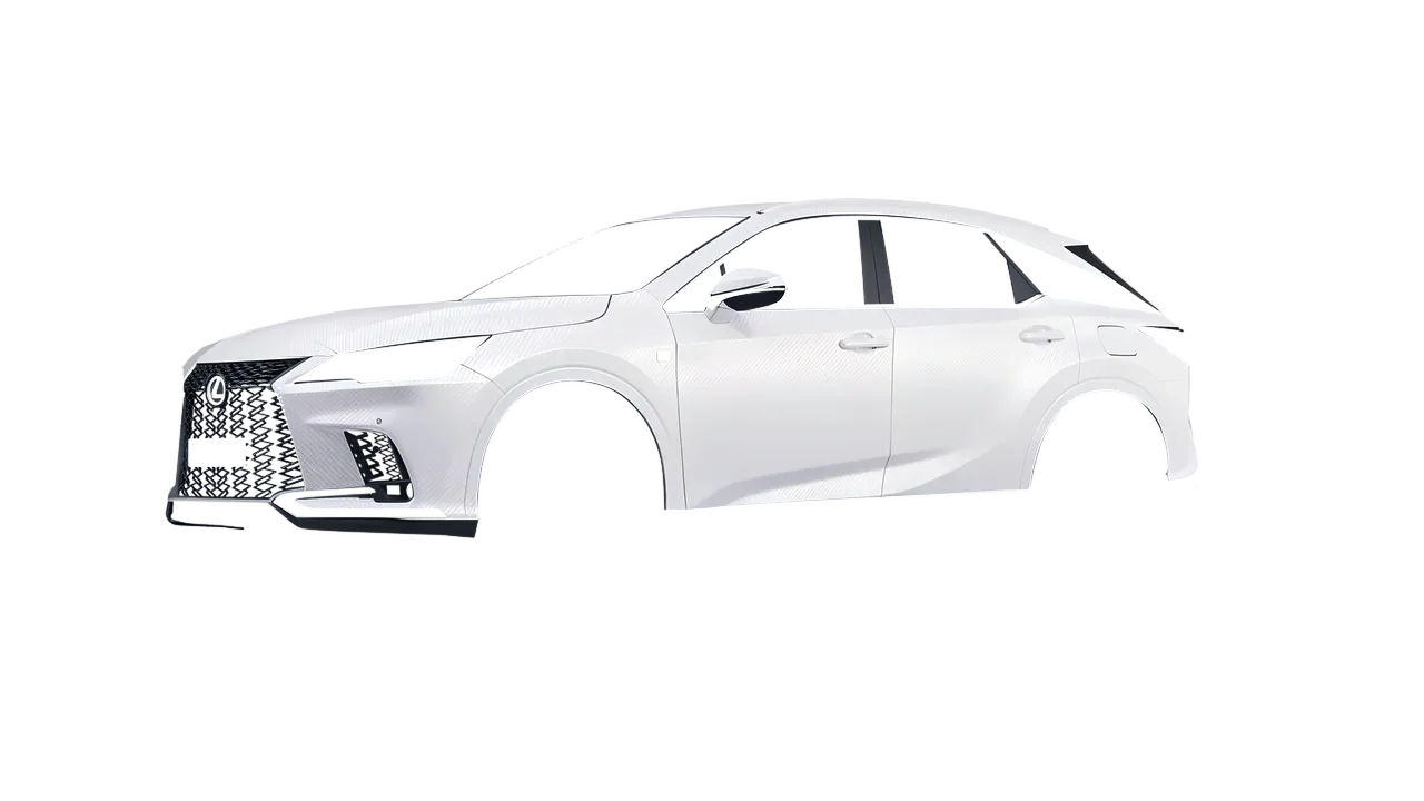 Lexus RX 500h F Sport 2023 wrapped in Carbon Fiber White (Avery Dennison SW900-115-X), front three-quarter view