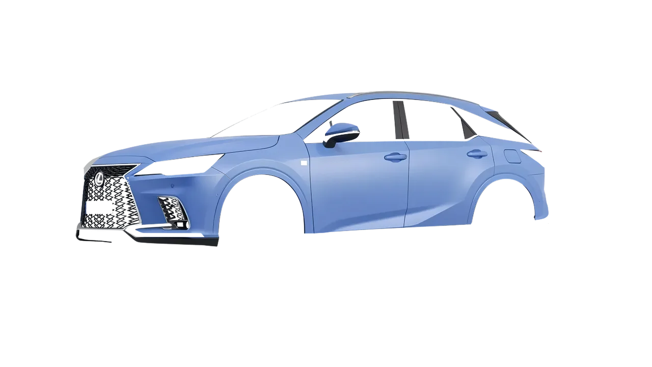 Lexus RX 500h F Sport 2023 wrapped in Dreamline Blue (Avery Dennison SW900-616-O), front three-quarter view
