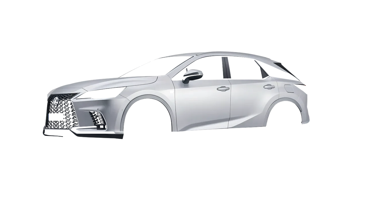 Lexus RX 500h F Sport 2023 wrapped in Matte Silver (3M M21), front three-quarter view