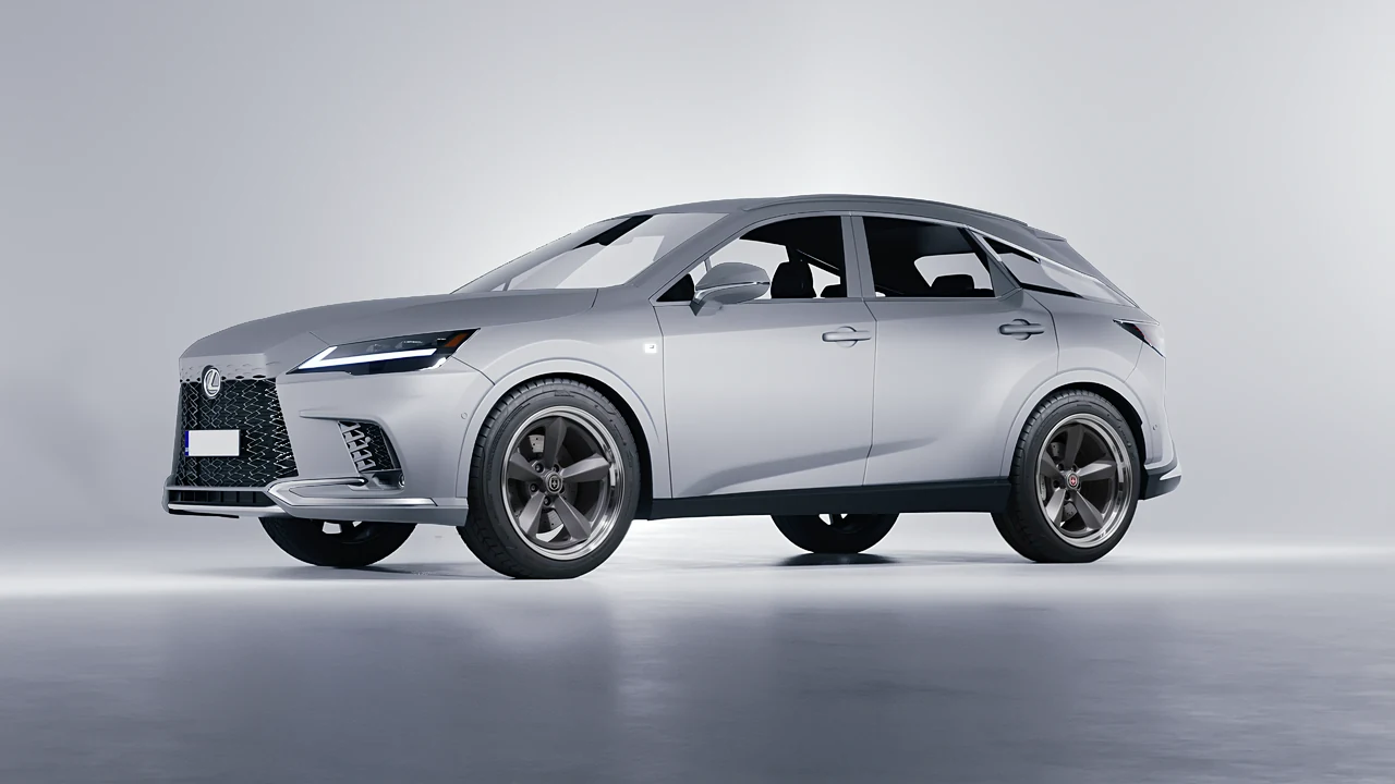 Lexus RX 500h F Sport 2023 on HRE Performance Wheels 105 forged wheels, front three-quarter view