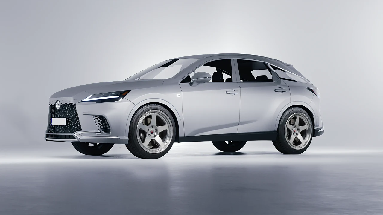 Lexus RX 500h F Sport 2023 on HRE Performance Wheels 305 forged wheels, front three-quarter view