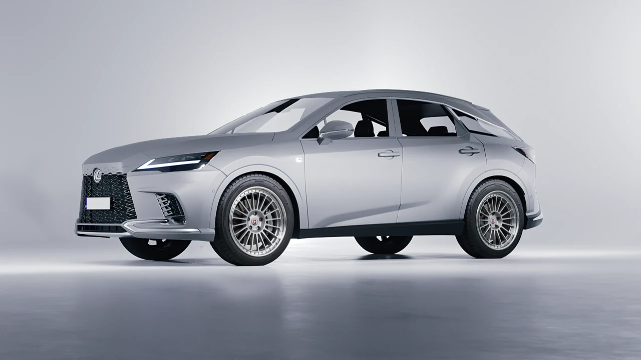 Lexus RX 500h F Sport 2023 on HRE Performance Wheels 309 forged wheels, front three-quarter view