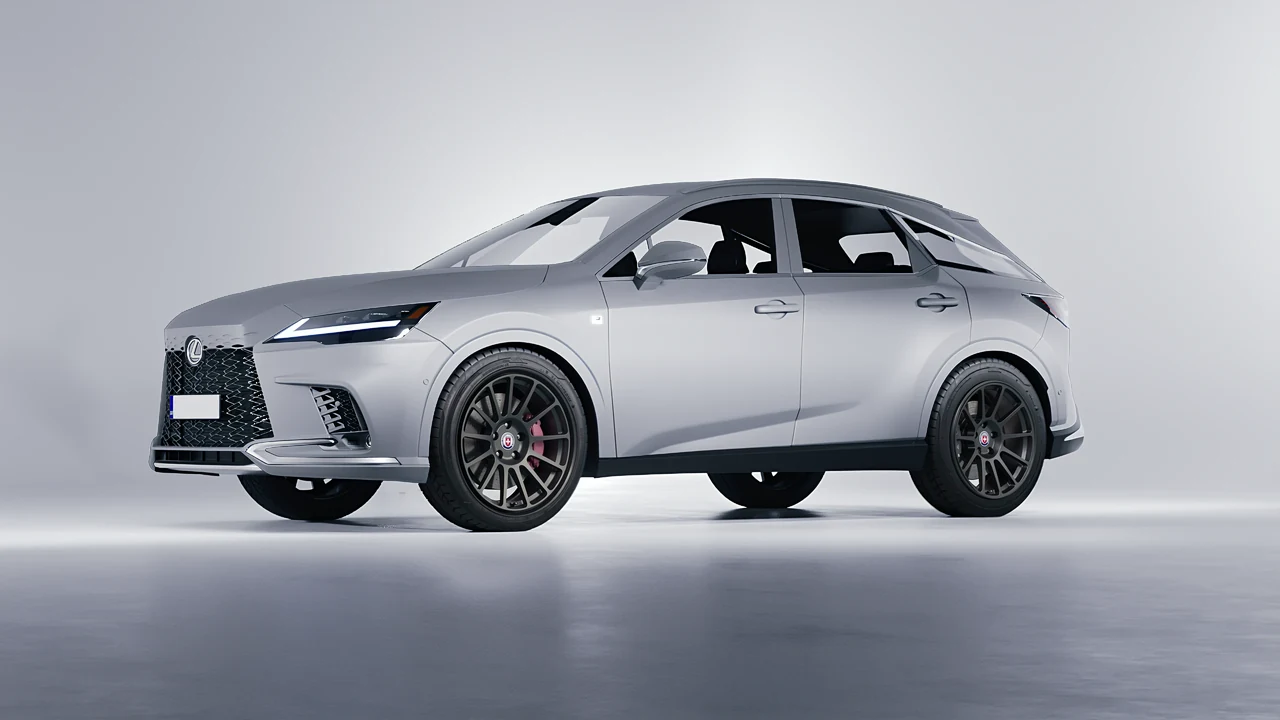 Lexus RX 500h F Sport 2023 on HRE Performance Wheels 313-GT forged wheels, front three-quarter view
