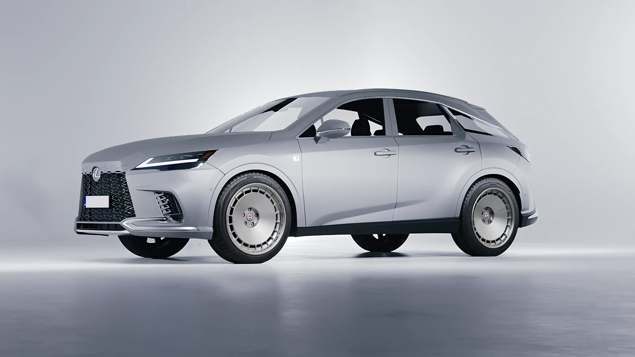 Lexus RX 500h F Sport 2023 on HRE Performance Wheels 935 forged wheels, front three-quarter view