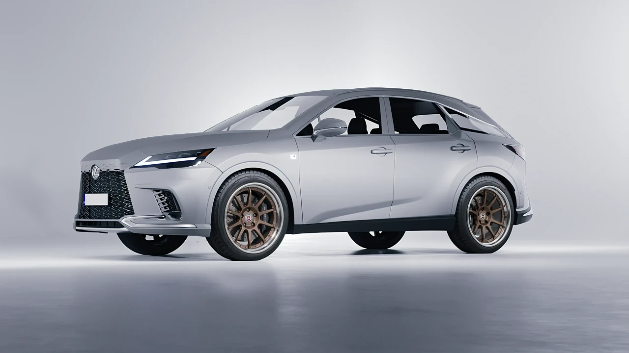 Lexus RX 500h F Sport 2023 on HRE Performance Wheels C103 forged wheels, front three-quarter view