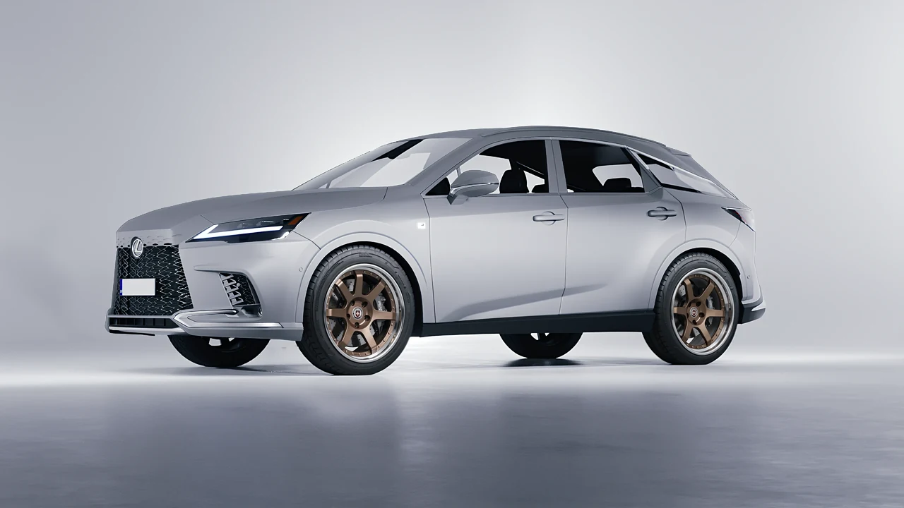 Lexus RX 500h F Sport 2023 on HRE Performance Wheels C106 forged wheels, front three-quarter view