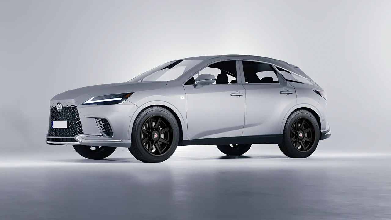 Lexus RX 500h F Sport 2023 on HRE Performance Wheels HD188H forged wheels, front three-quarter view