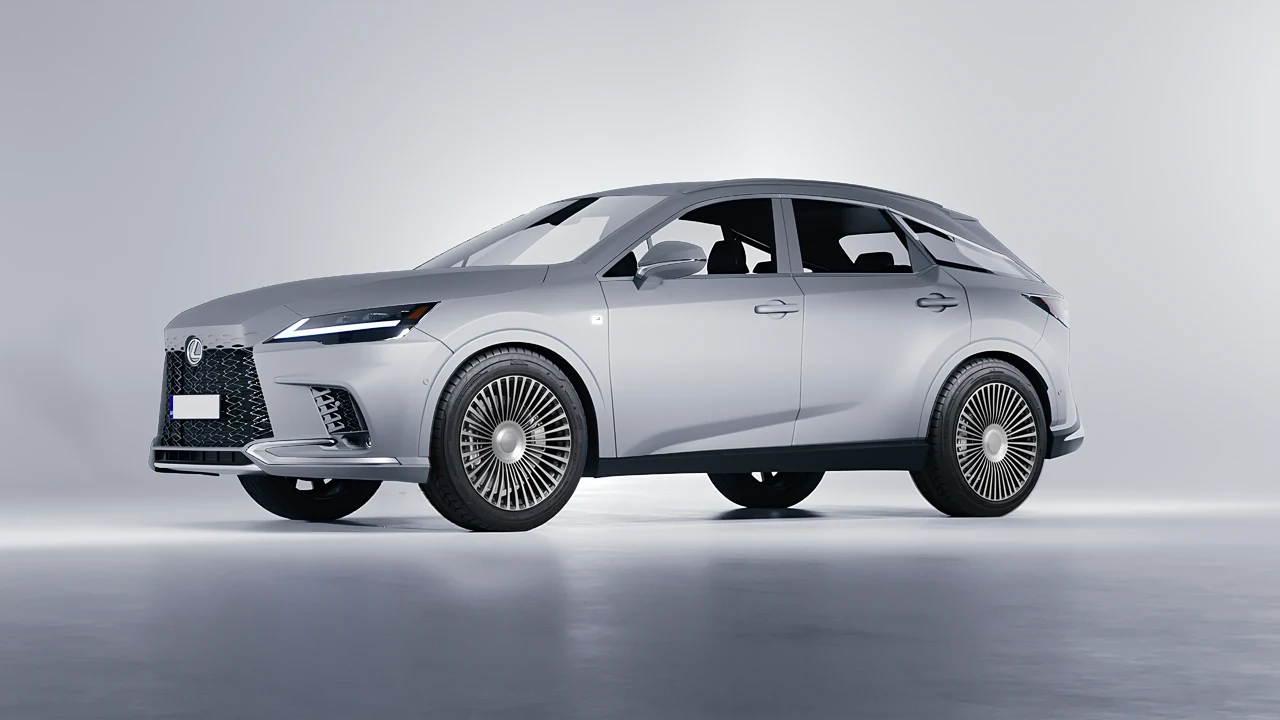 Lexus RX 500h F Sport 2023 on RDB LA 50 forged wheels, front three-quarter view