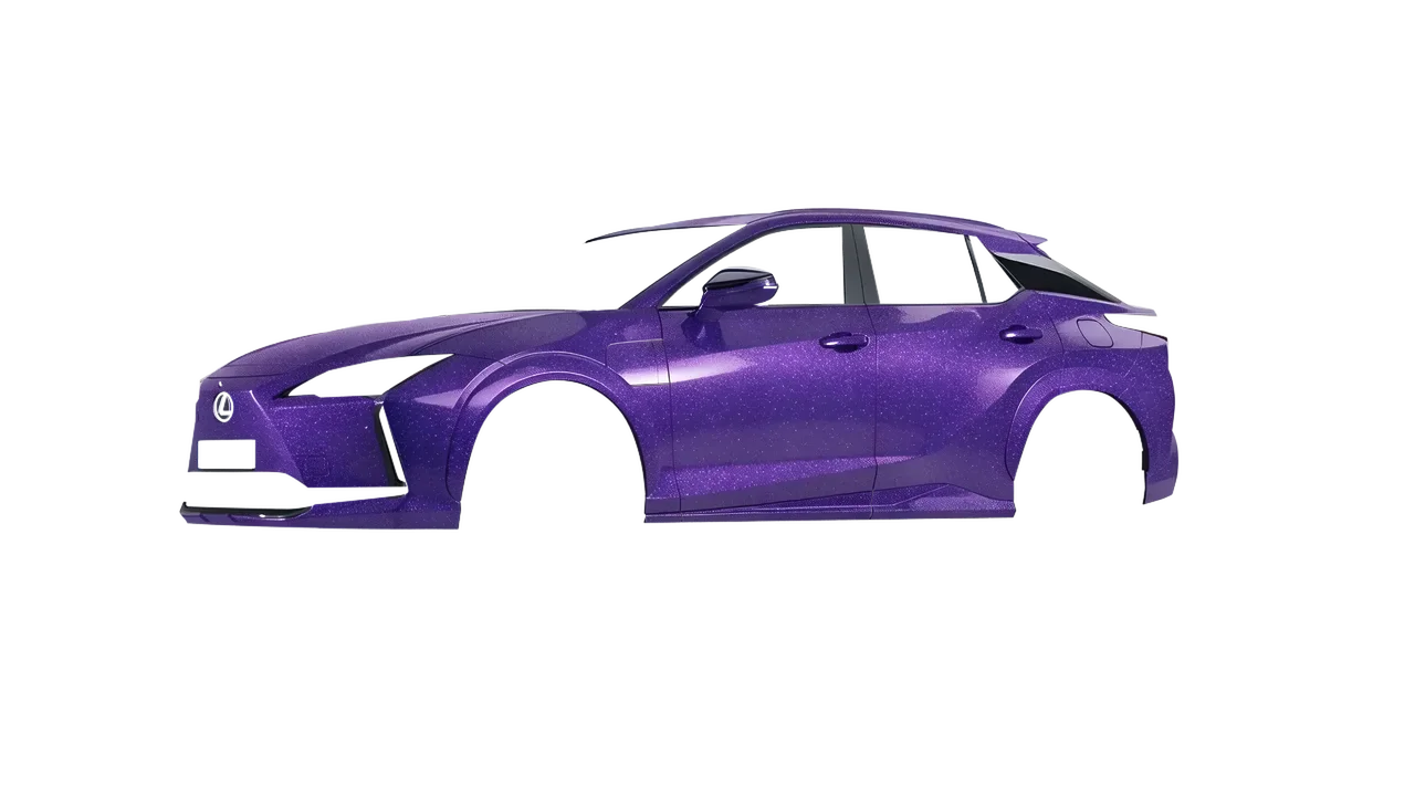 Lexus RZ 450e 2023 wrapped in Purple (Avery Dennison SW900-587-D), front three-quarter view