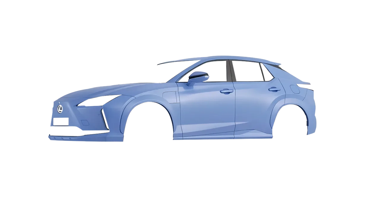 Lexus RZ 450e 2023 wrapped in Dreamline Blue (Avery Dennison SW900-616-O), front three-quarter view