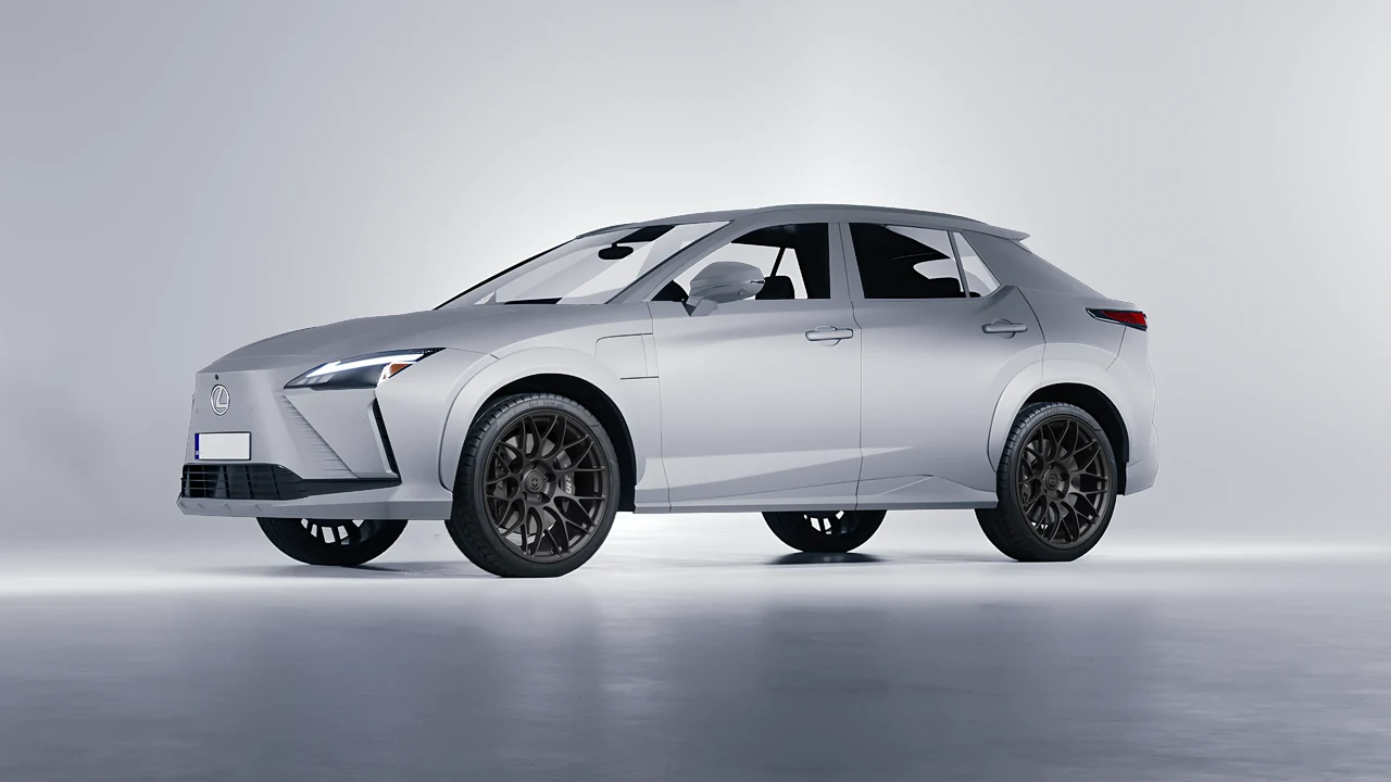 Lexus RZ 450e 2023 on HRE Performance Wheels RC100 forged wheels, front three-quarter view