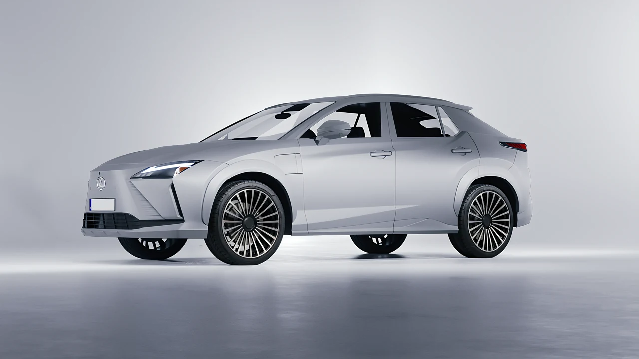 Lexus RZ 450e 2023 on RDB LA Twenty Three forged wheels, front three-quarter view