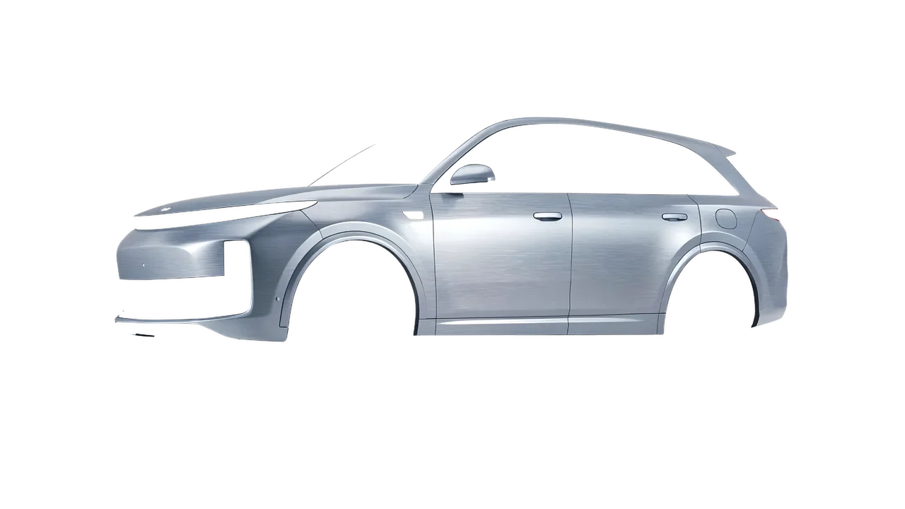 Lixiang Li L7 2025 wrapped in Brushed Aluminum (Avery Dennison SW900-812-X), front three-quarter view