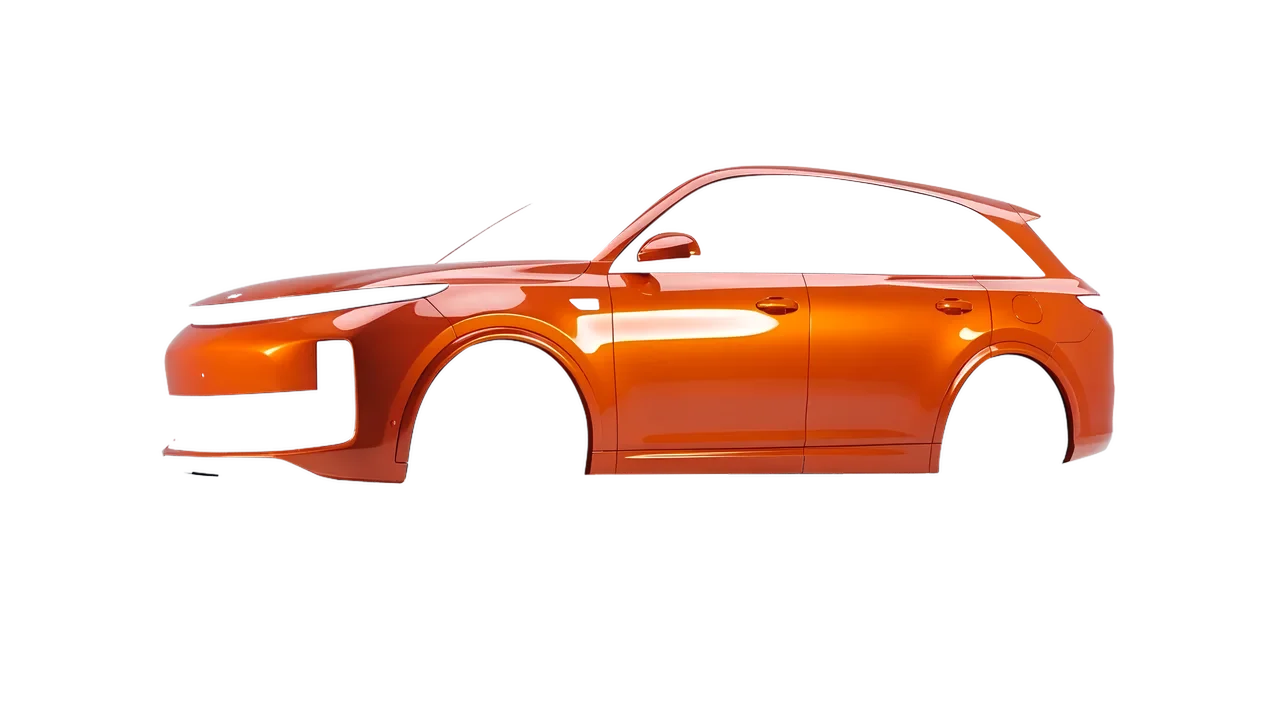 Lixiang Li L7 2025 wrapped in Fiery Orange (3M G364), front three-quarter view