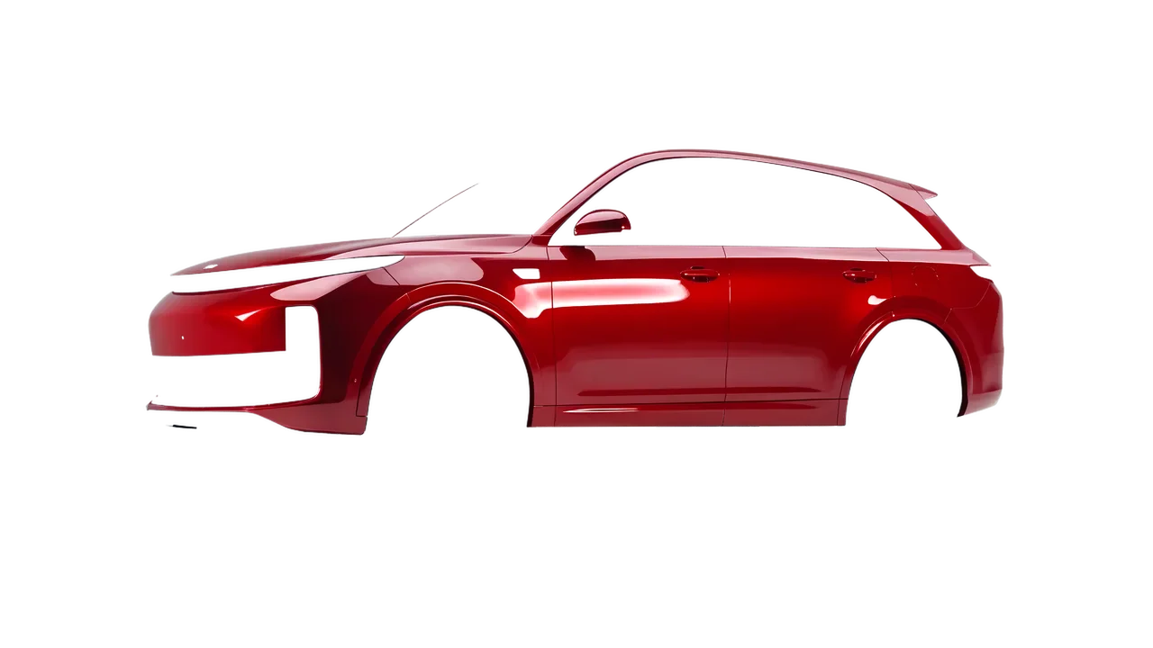 Lixiang Li L7 2025 wrapped in Hot Rod Red (3M G13), front three-quarter view