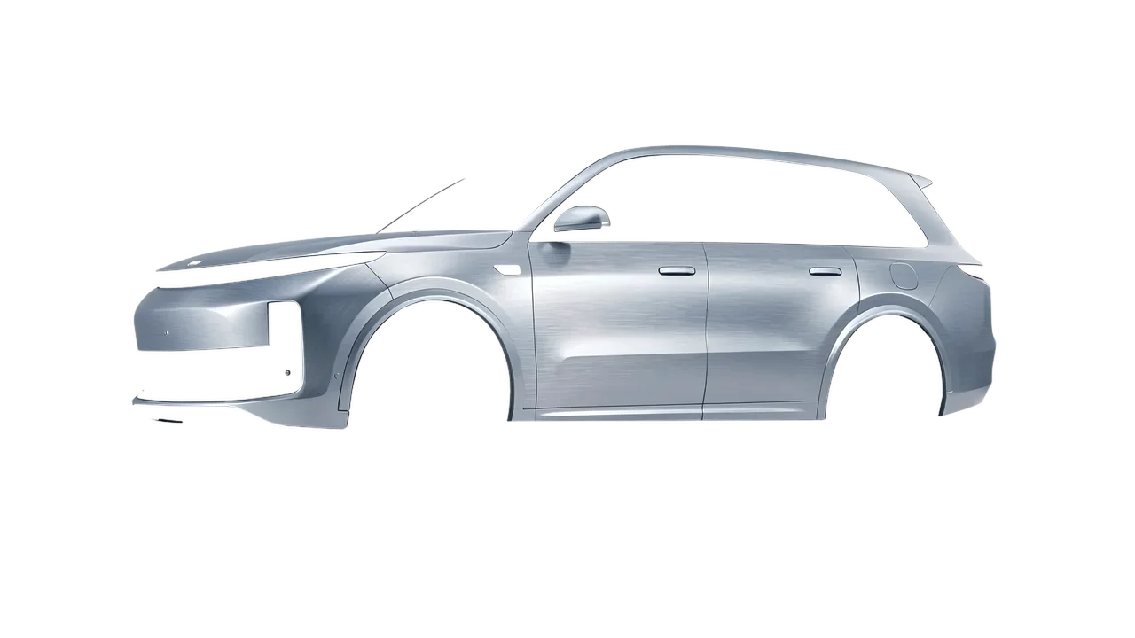 Lixiang Li L8 2025 wrapped in Brushed Aluminum (Avery Dennison SW900-812-X), front three-quarter view