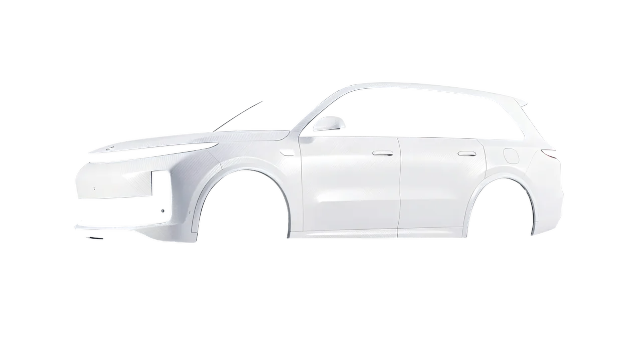 Lixiang Li L8 2025 wrapped in Carbon Fiber White (Avery Dennison SW900-115-X), front three-quarter view