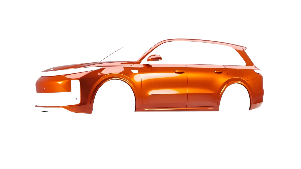 Lixiang Li L8 2025 wrapped in Fiery Orange (3M G364), front three-quarter view