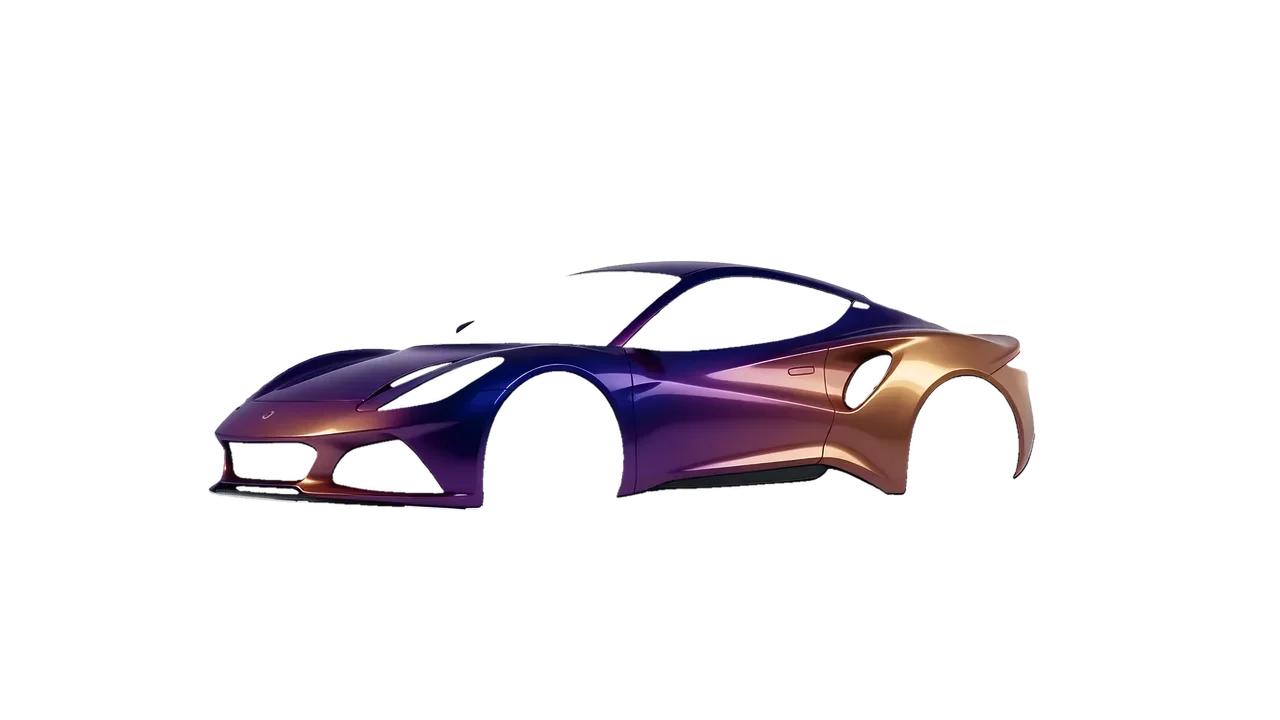 Lotus Emira 2022 wrapped in Gloss Flip Deep Space (3M GP278), front three-quarter view