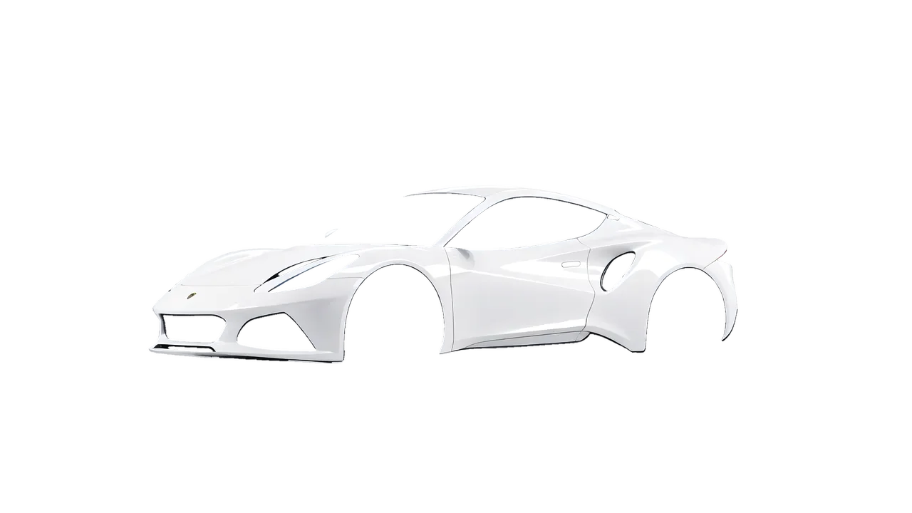 Lotus Emira 2022 wrapped in Gloss White (3M G10), front three-quarter view
