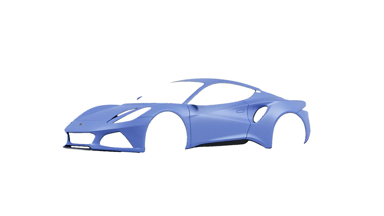 Lotus Emira 2022 wrapped in Dreamline Blue (Avery Dennison SW900-616-O), front three-quarter view