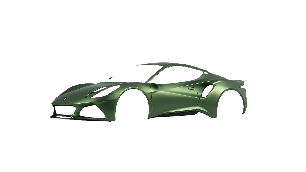 Lotus Emira 2022 wrapped in Apple Green (Avery Dennison SW900-745-M), front three-quarter view