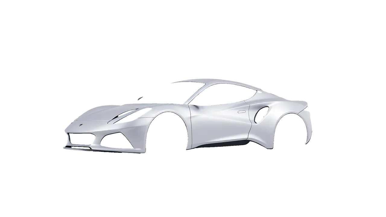 Lotus Emira 2022 wrapped in Matte Silver (3M M21), front three-quarter view