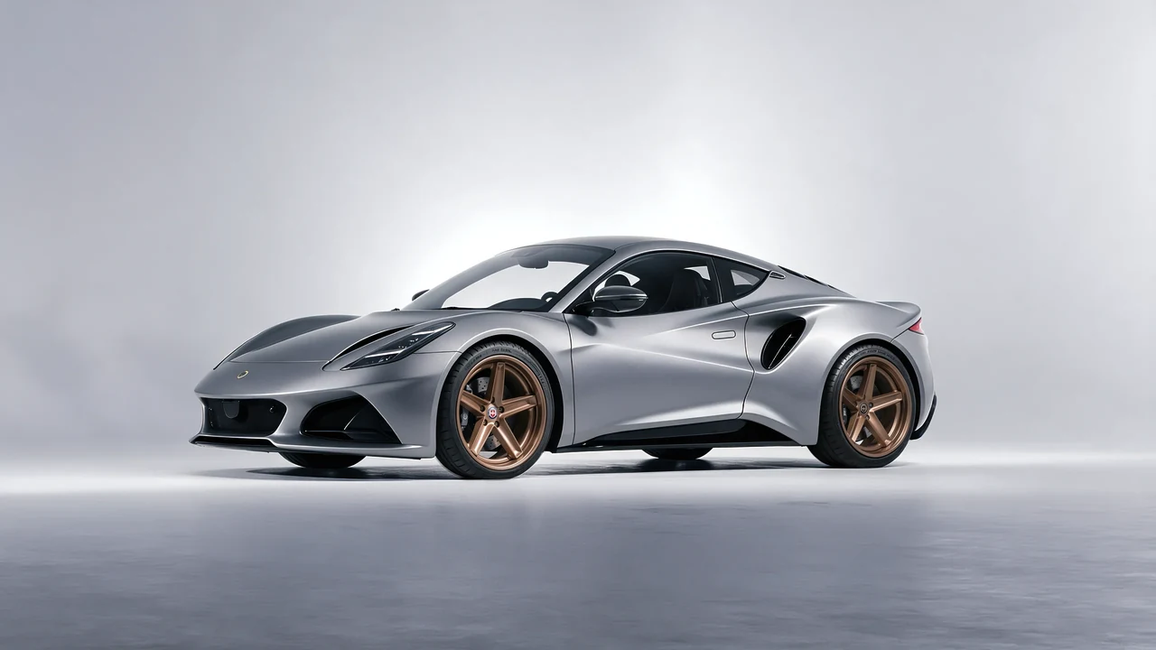 Lotus Emira 2022 on HRE Performance Wheels Tusk forged wheels, front three-quarter view
