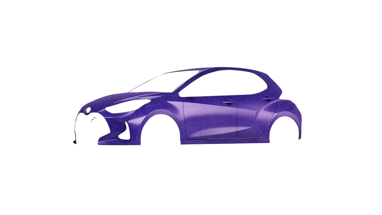 Mazda 2 Hybrid 2022 wrapped in Purple (Avery Dennison SW900-587-D), front three-quarter view