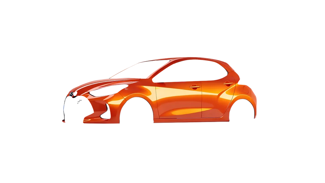 Mazda 2 Hybrid 2022 wrapped in Fiery Orange (3M G364), front three-quarter view