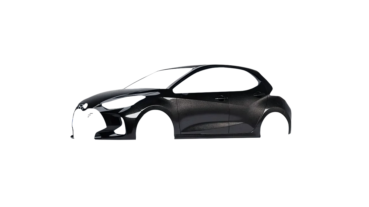 Mazda 2 Hybrid 2022 wrapped in Mystery Black (Avery Dennison SW900-184-M), front three-quarter view