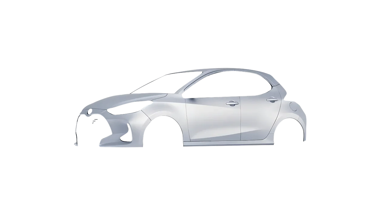 Mazda 2 Hybrid 2022 wrapped in Matte Silver (3M M21), front three-quarter view