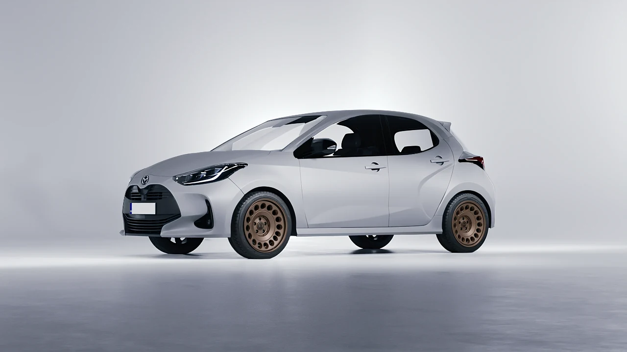 Mazda 2 Hybrid 2022 on HRE Performance Wheels 037-GTM forged wheels, front three-quarter view