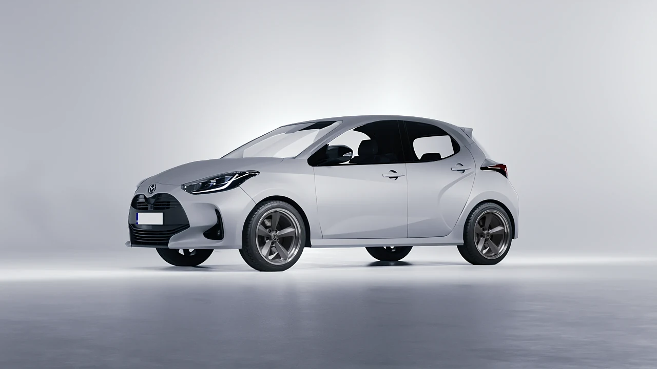 Mazda 2 Hybrid 2022 on HRE Performance Wheels 105 forged wheels, front three-quarter view
