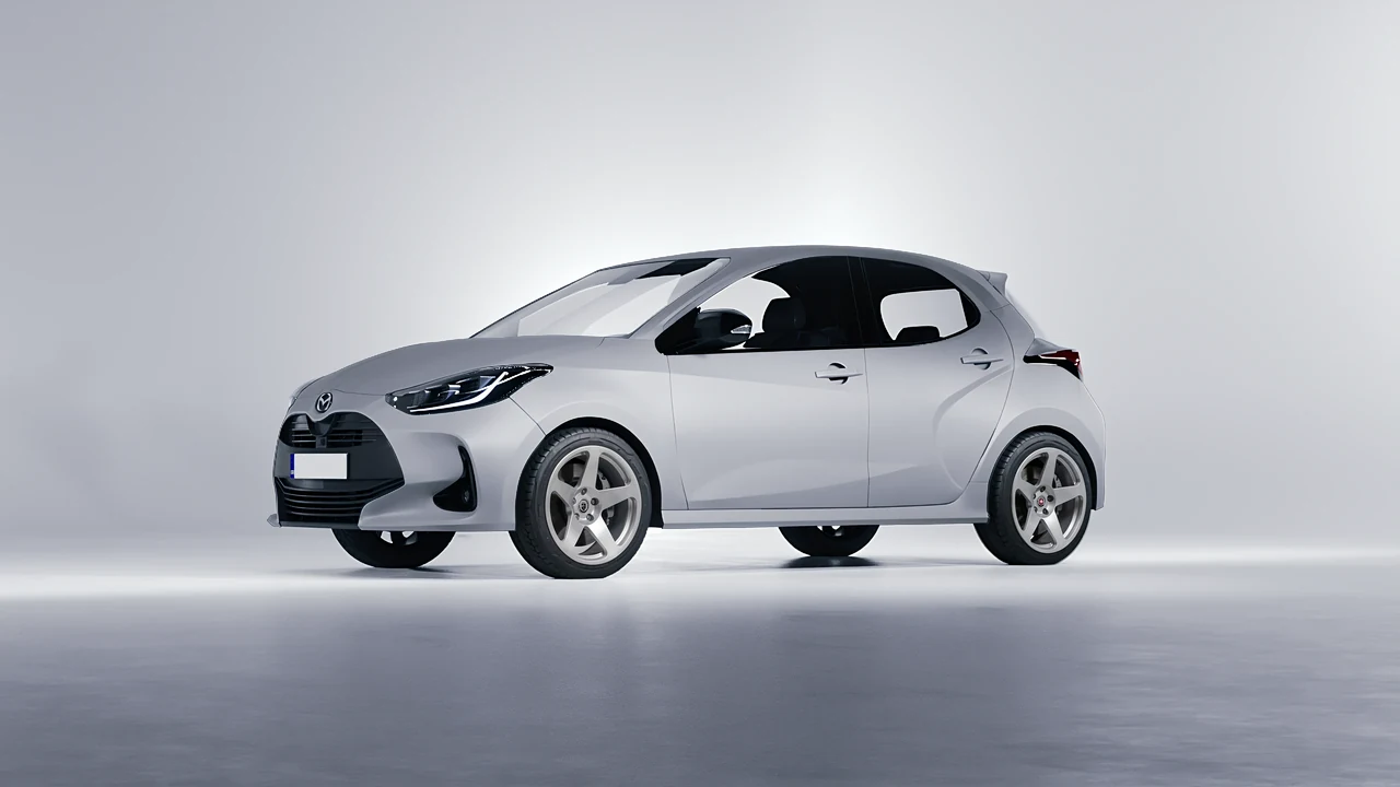 Mazda 2 Hybrid 2022 on HRE Performance Wheels 305M forged wheels, front three-quarter view