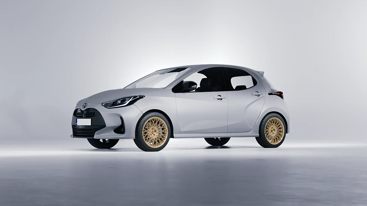 Mazda 2 Hybrid 2022 on HRE Performance Wheels 501M forged wheels, front three-quarter view