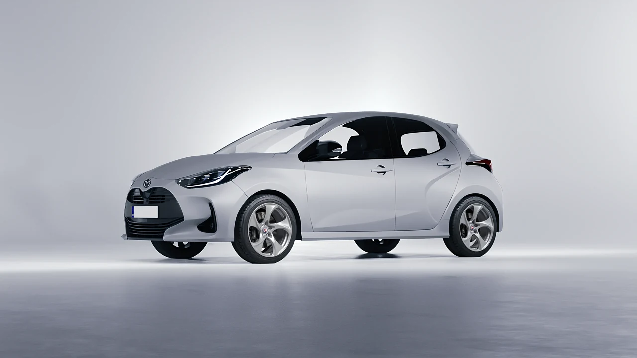 Mazda 2 Hybrid 2022 on HRE Performance Wheels 522M forged wheels, front three-quarter view