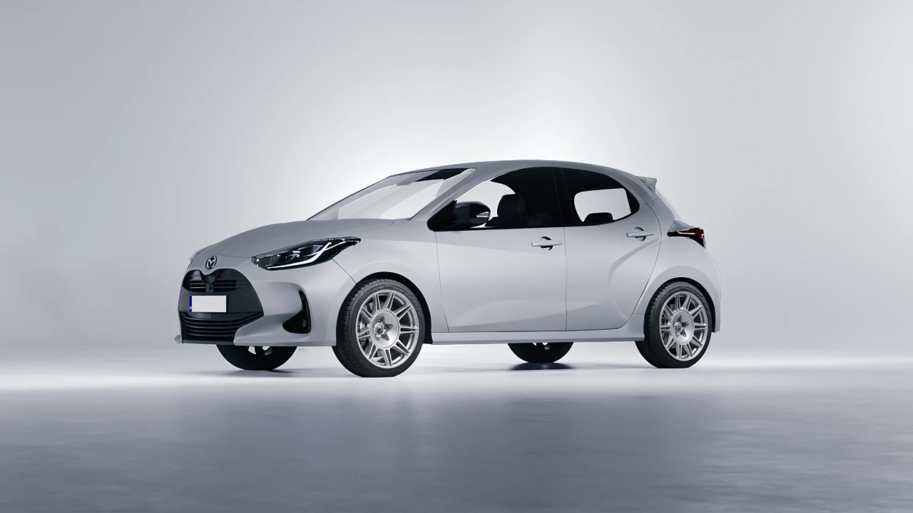 Mazda 2 Hybrid 2022 on HRE Performance Wheels 528M forged wheels, front three-quarter view