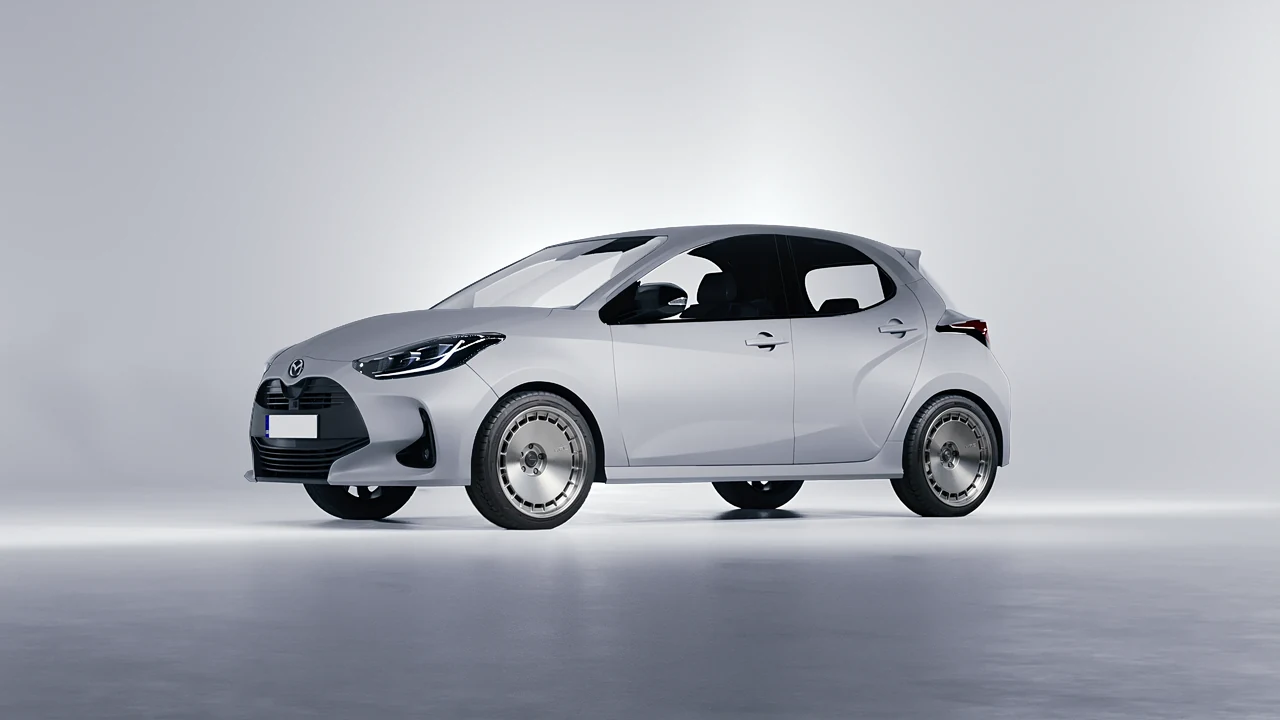 Mazda 2 Hybrid 2022 on HRE Performance Wheels 935 forged wheels, front three-quarter view