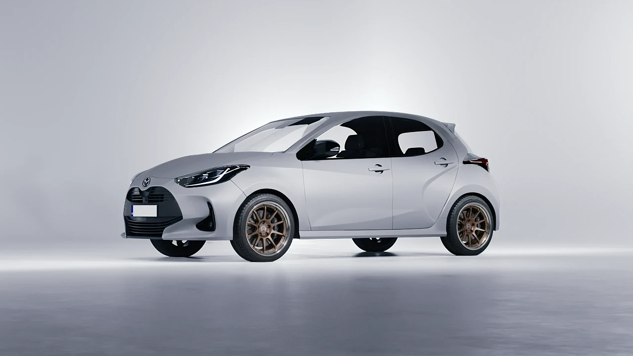 Mazda 2 Hybrid 2022 on HRE Performance Wheels C103 forged wheels, front three-quarter view