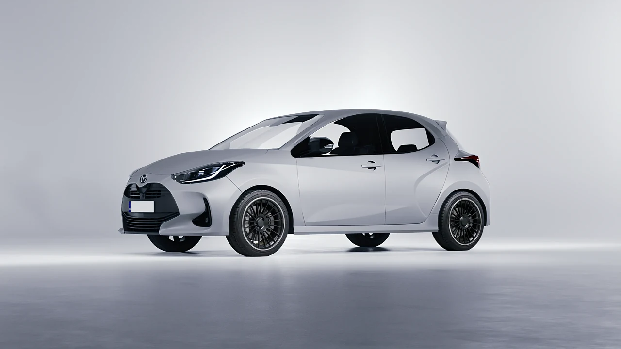 Mazda 2 Hybrid 2022 on RDB LA Twenty Two forged wheels, front three-quarter view