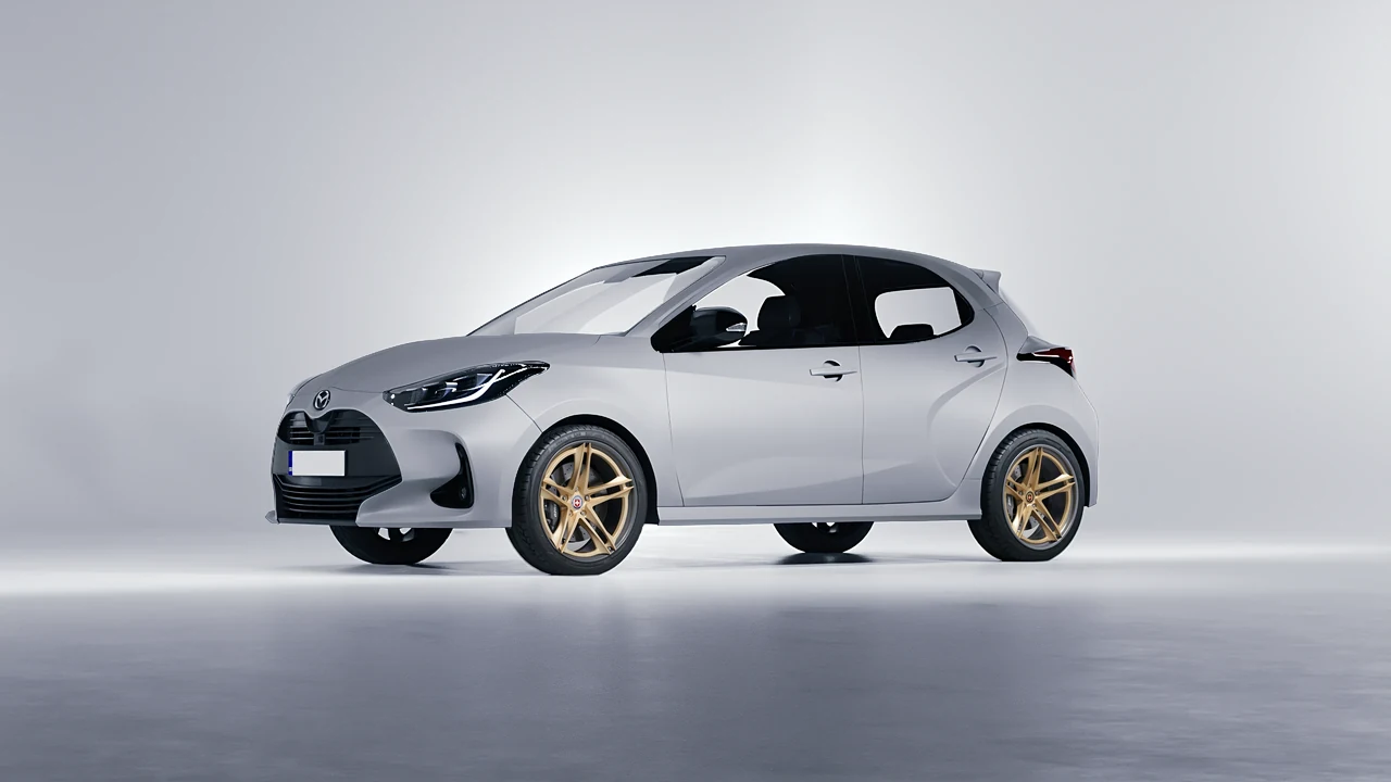 Mazda 2 Hybrid 2022 on HRE Performance Wheels S207H forged wheels, front three-quarter view