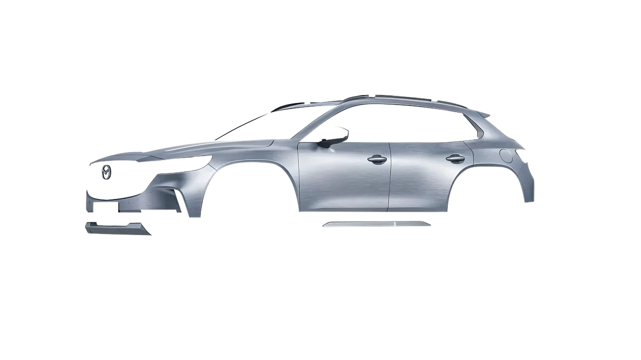 Mazda CX-50 2023 wrapped in Brushed Aluminum (Avery Dennison SW900-812-X), front three-quarter view