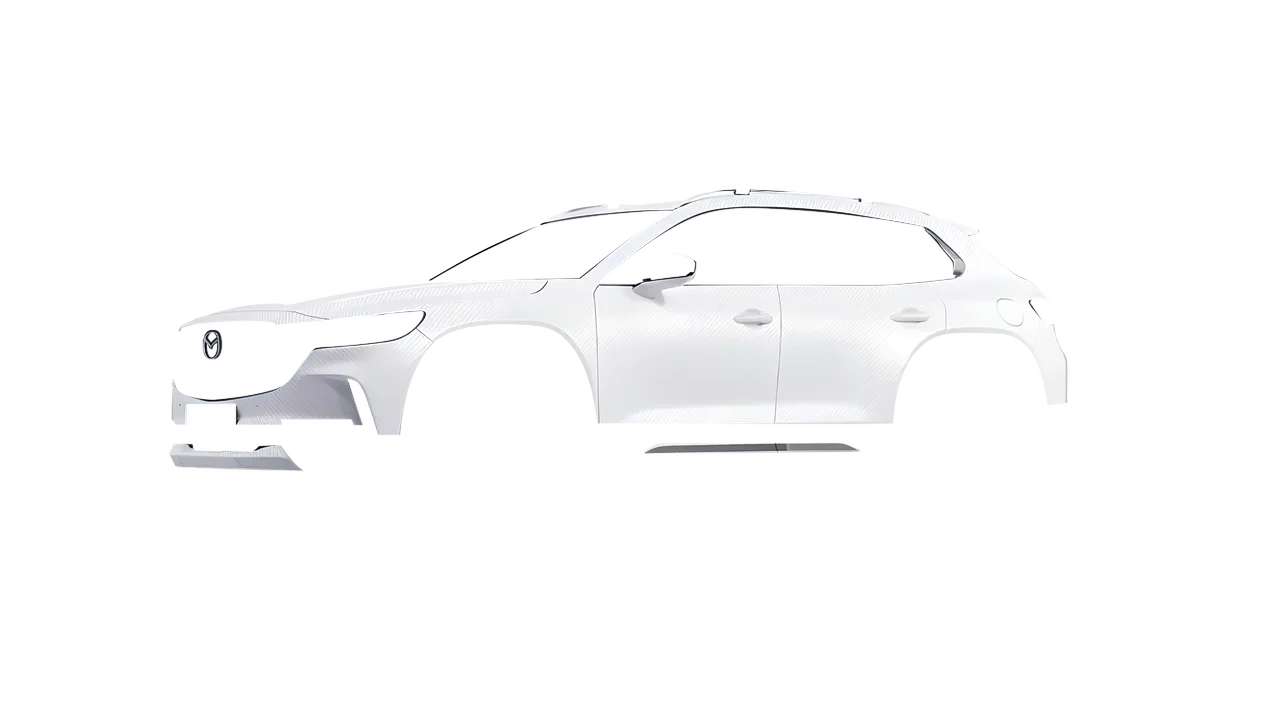 Mazda CX-50 2023 wrapped in Carbon Fiber White (Avery Dennison SW900-115-X), front three-quarter view