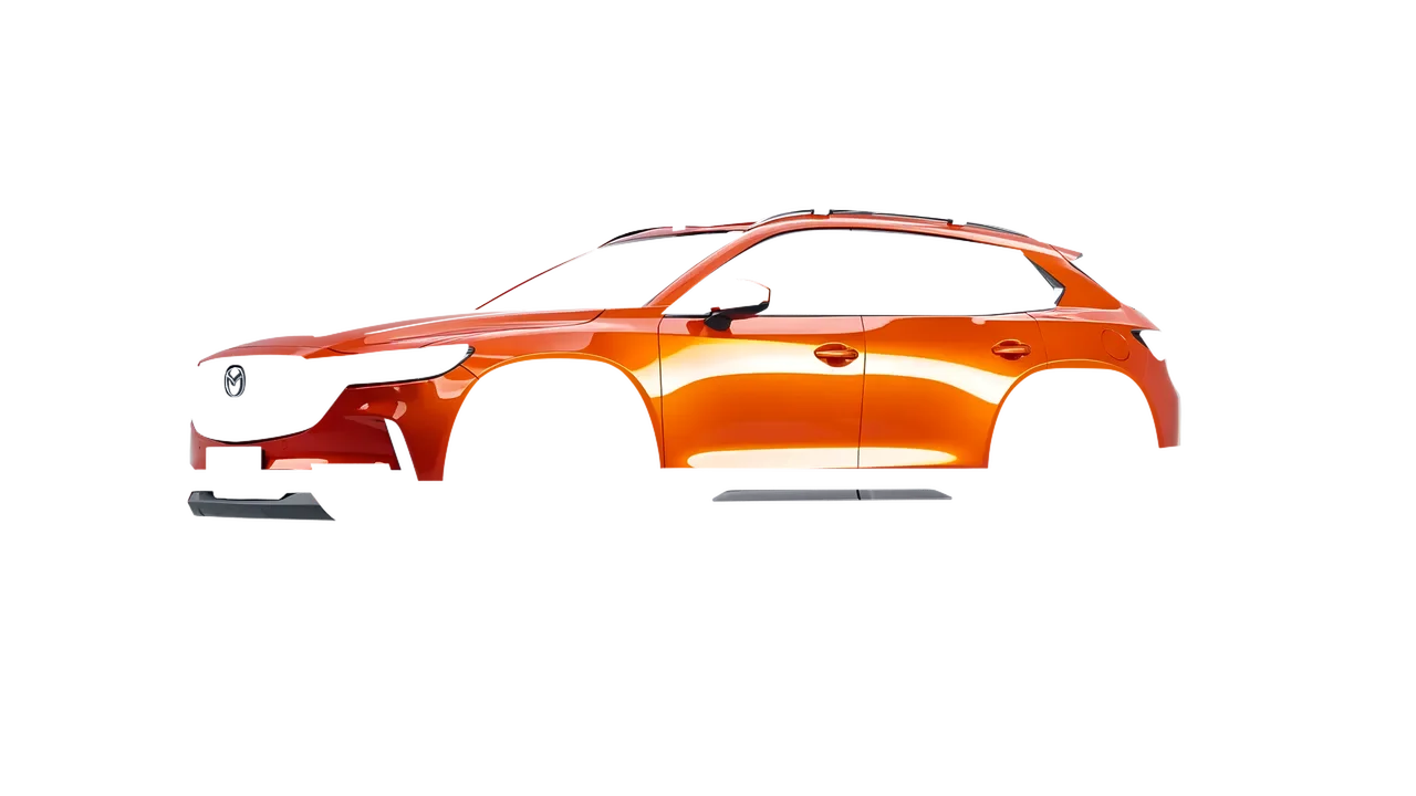 Mazda CX-50 2023 wrapped in Fiery Orange (3M G364), front three-quarter view