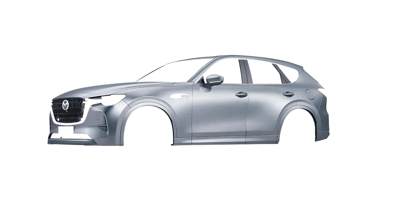 Mazda CX-60 2023 wrapped in Brushed Aluminum (Avery Dennison SW900-812-X), front three-quarter view